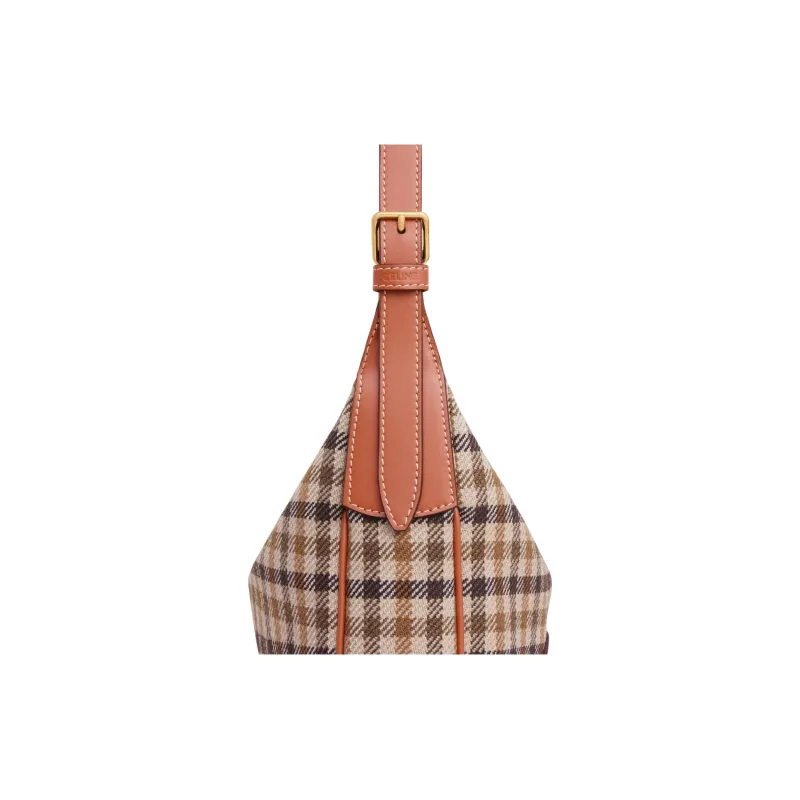 CELINE Cuir Triomphe Plaid Nee Crossbody Bag, Shoulder Bag Small Size Women's Brown & Multicolor-4