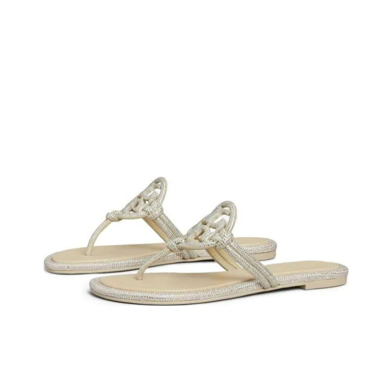 TORY BURCH Miller Crystal-embellished Flip Flips-2