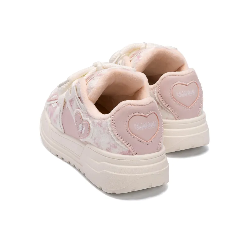 HUANQIU Thermal Breathable Coverage Low Top Skateboard Shoes Women's Cherry Blossom Pink-24