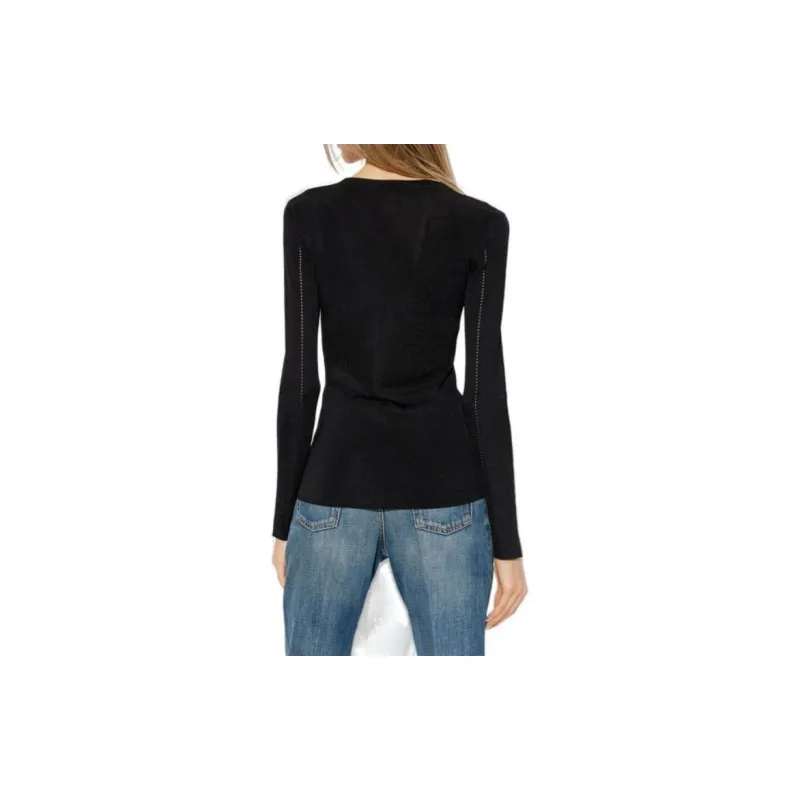 SAINT LAURENT Long Sleeved Crewnecck Rib Knitted Top-3