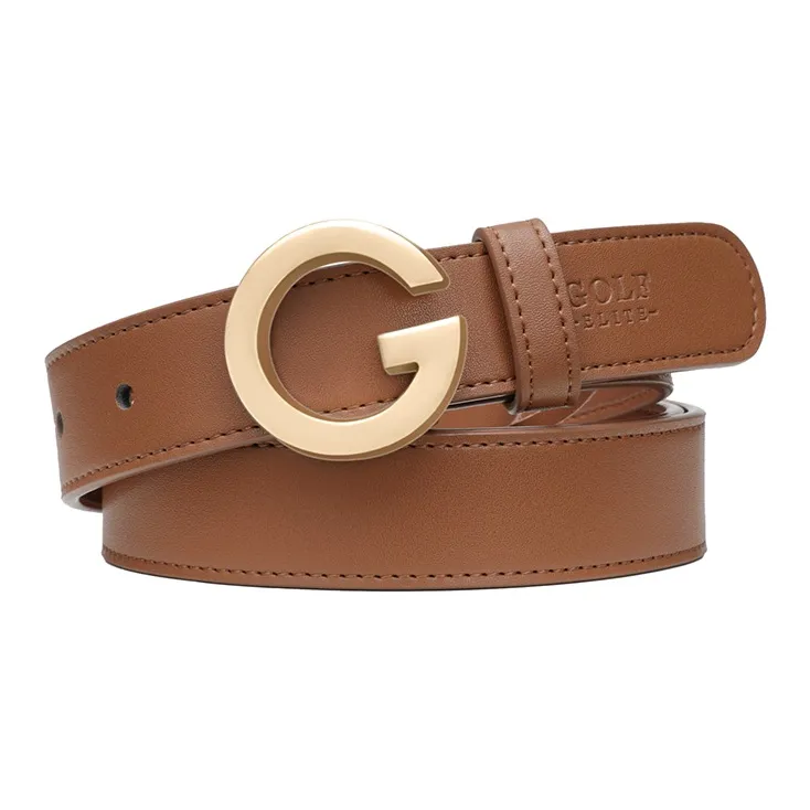 GOLF Cow Split Leather/Synthetic Leather Leather Belts Women's Black Gold/Caramel 2.6cm-6