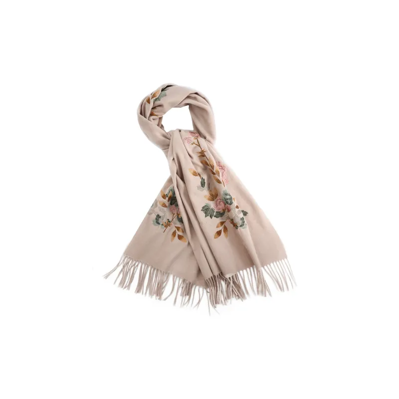 Shanghai Story 100% Sheep Wool Shawls Women's Encounter The Bloom, Nude-11