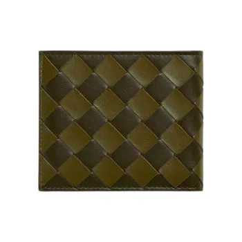 Bottega Veneta Calfskin Wallet Men's Olive Green & Dark Brown