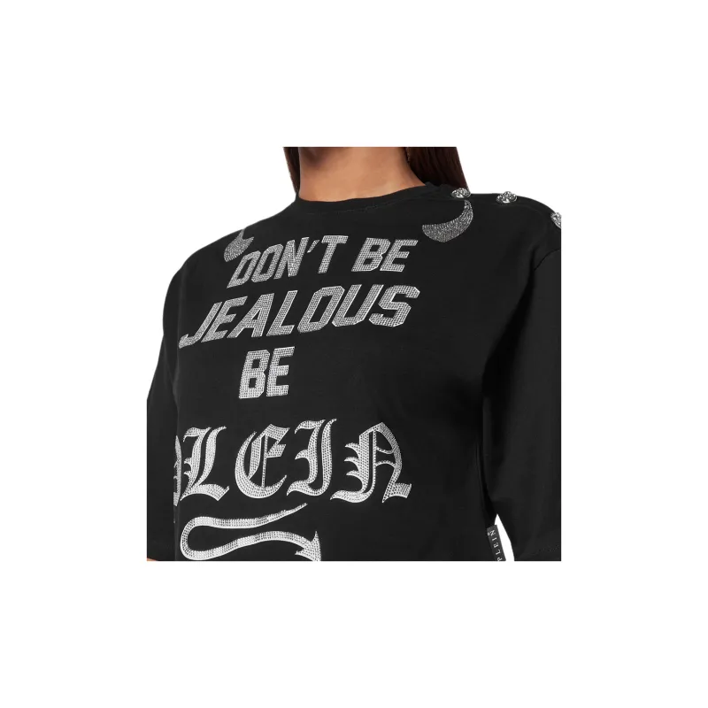 PHILIPP PLEIN Crystal embellished Cropped T shirt-3