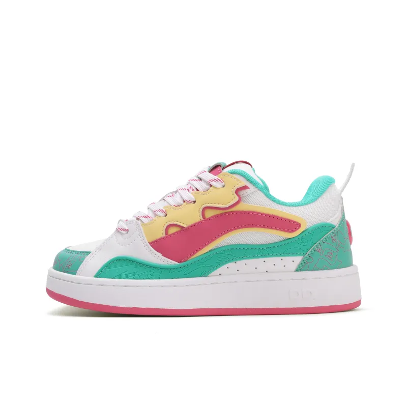 GLO BULL Skateboard Shoes Women's Low Top White Light Lake Blue Pink-0