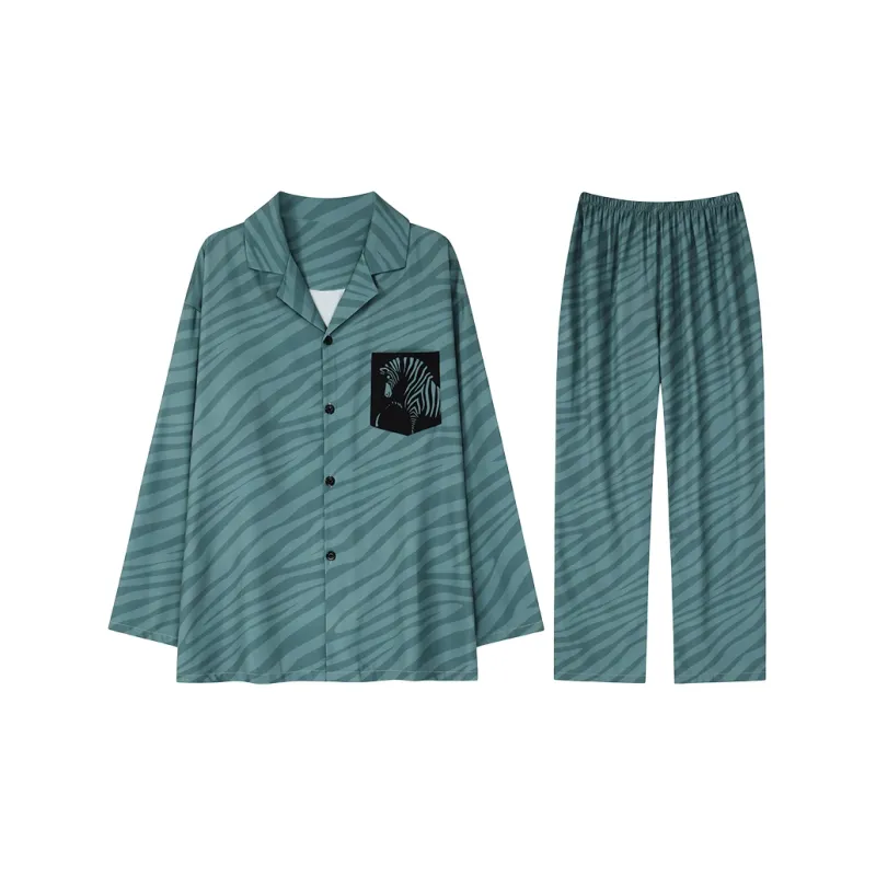 Lan Miao Pajama Set Men's Navy Blue-3