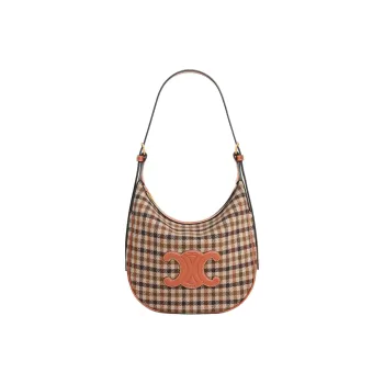 CELINE Cuir Triomphe Plaid Nee Crossbody Bag, Shoulder Bag Small Size Women's Brown & Multicolor
