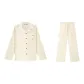 Double-Layer Cotton Yarn Pajamas Men's-White