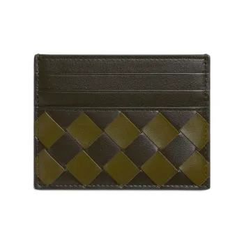 Bottega Veneta Cow Leather Card Holder Regular Men's Khaki Mixed Olive Oil Color