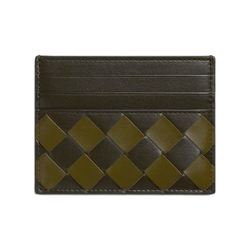 Bottega Veneta Cow Leather Card Holder Regular Men's Khaki Mixed Olive Oil Color-0