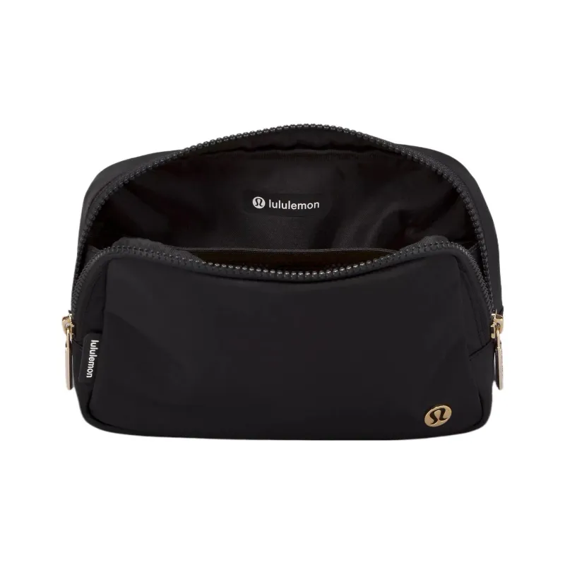 Lululemon Recycled Polyester Spandex Sling Bags One Shoulder Crossbody Fanny Pack Large Size Women's Black & Gold-1