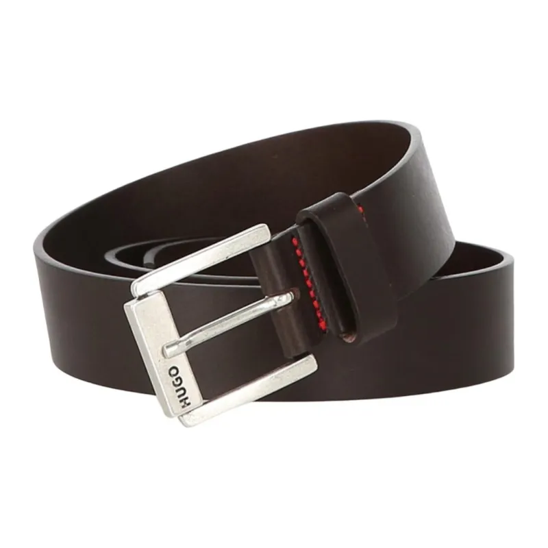 HUGO BOSS Cow Leather, Metal Leather Belts Men's Brown Width 3.2cm-3