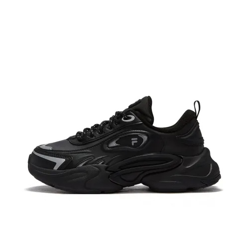 FILA FUSION Slip Resistant Low Top Casual Shoes Women's Black Silver Gray