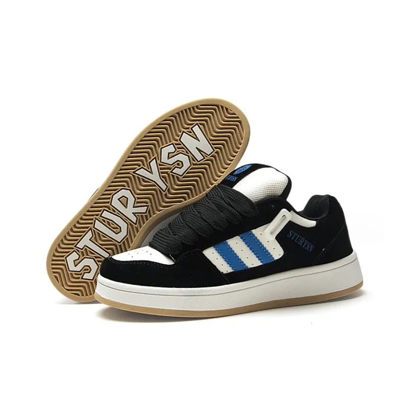 STUR YSN Wear resistant And Lightweight Low Top Skateboard Shoes Women's Black Royal Blue-6