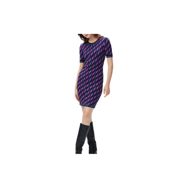 DVF Diane Von Furstenberg Zig zag Intarsia knit Dress-2