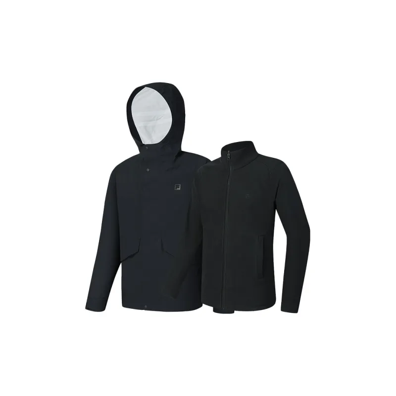 FILA Fitness Water Resistant Windproof And Water Repellent 3 in 1 Windbreaker Jacket Men's Black-3