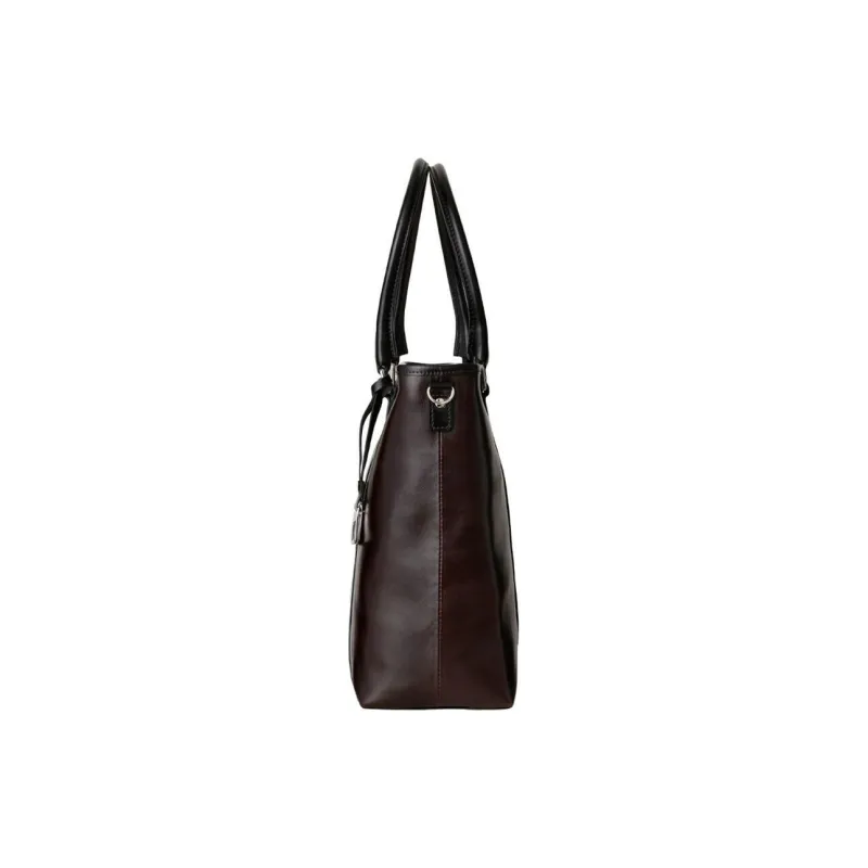 SAMSONITE Cow Leather Tote Bag Shopping Bag Handbag Unisex Brown & Black-3