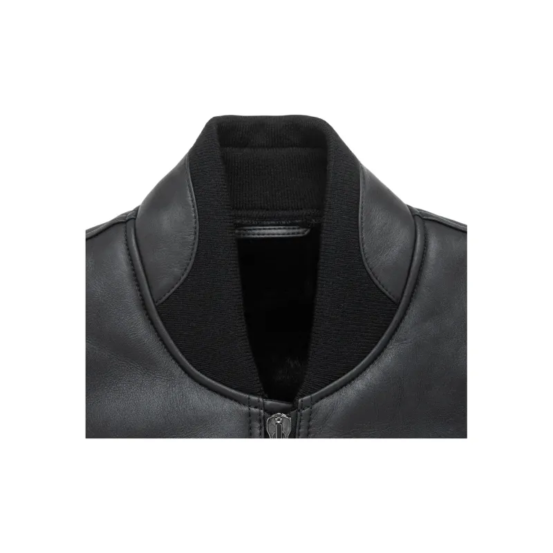 EMPORIO ARMANI FW23 Leather Jacket Men's Black-3