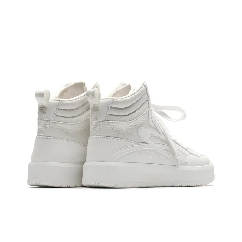 Mule Donkey Breathable Height Increasing High Top Skateboard Shoes Unisex White-6