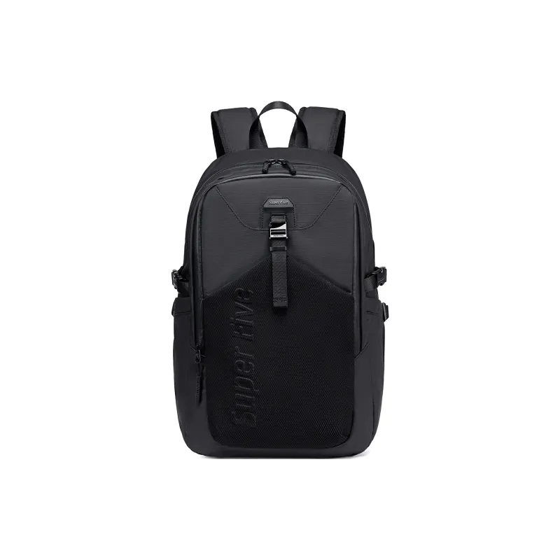 Super Five Polyester Backpack Unisex Black/Gray/Orange/Ecru-11