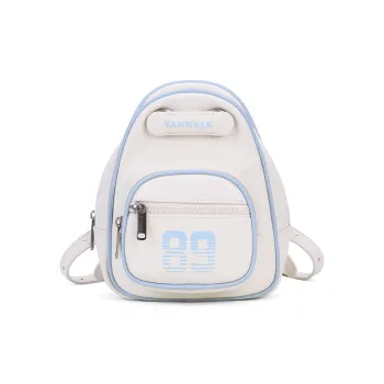 VANWALK PU Backpack Small Size Women's Milk White/Baseball Green/Vintage Blue