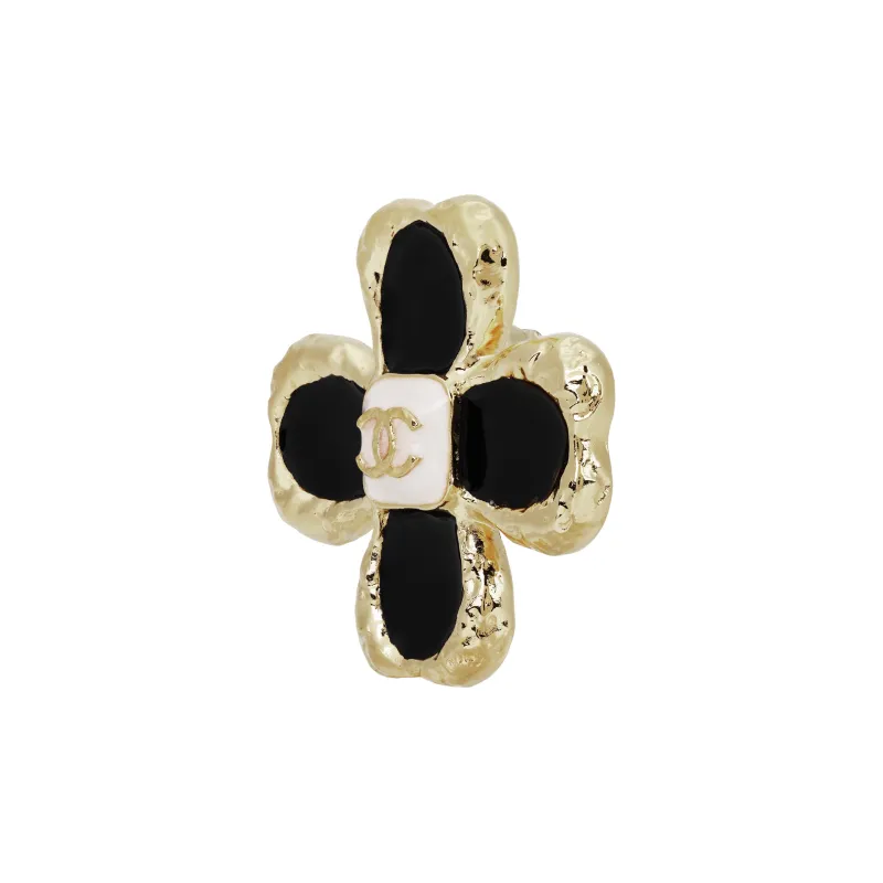CHANEL Colored Glaze Stud Earrings Women's Black-2