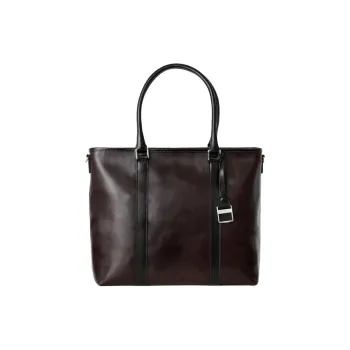 SAMSONITE Cow Leather Tote Bag Shopping Bag Handbag Unisex Brown & Black
