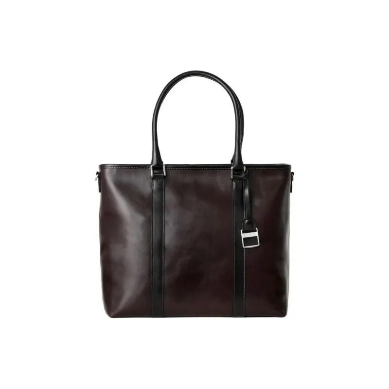 SAMSONITE Cow Leather Tote Bag Shopping Bag Handbag Unisex Brown & Black-0