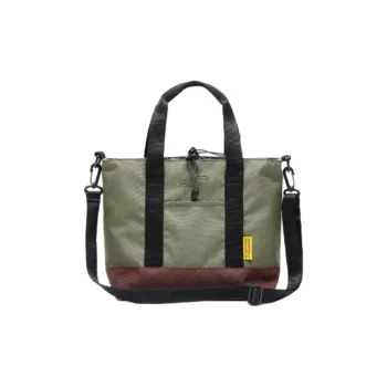KEEN Nylon Tote Bag Shopping Bag Shoulder Bag Crossbody Bag Handbag Unisex Olive Green With Brown Accents