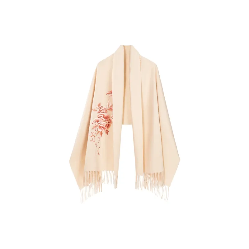 Shanghai Story 100% Sheep Wool Shawls Women's National Elegance Peony 4 Colors-0