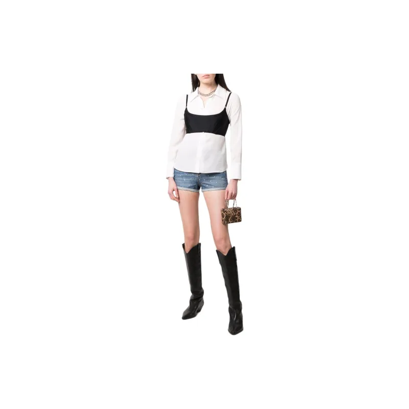 SAINT LAURENT Stud embellished Jean Shorts-3