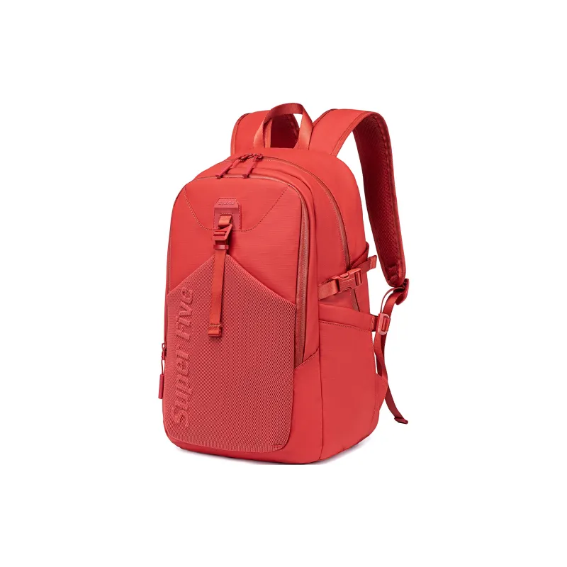 Super Five Polyester Backpack Unisex Black/Gray/Orange/Ecru-5