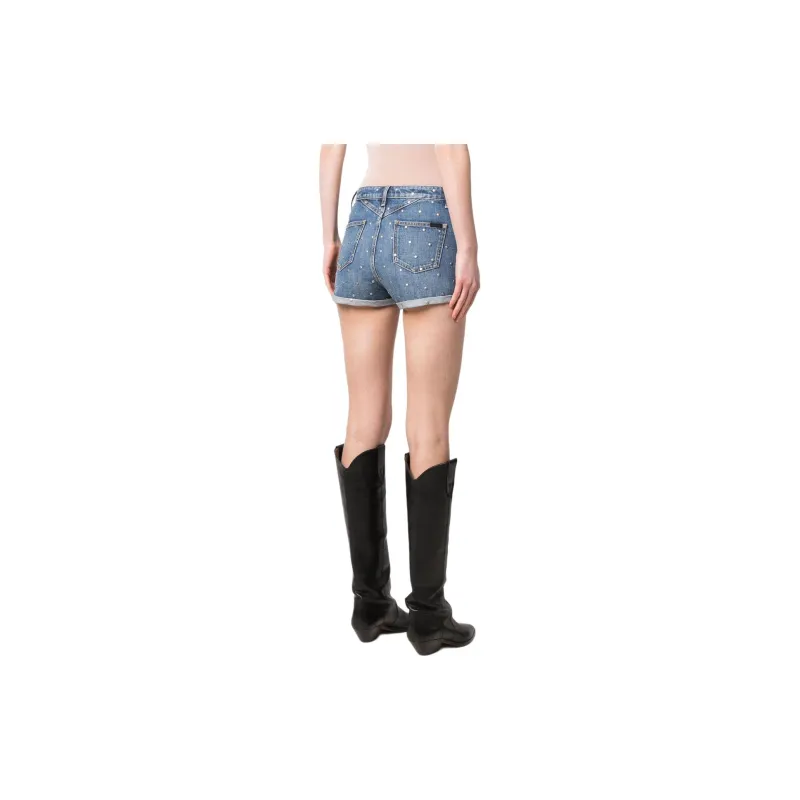 SAINT LAURENT Stud embellished Jean Shorts-5