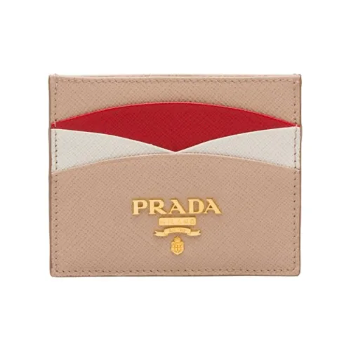 PRADA Saffiano Leather Card Holder Women's Fire Red