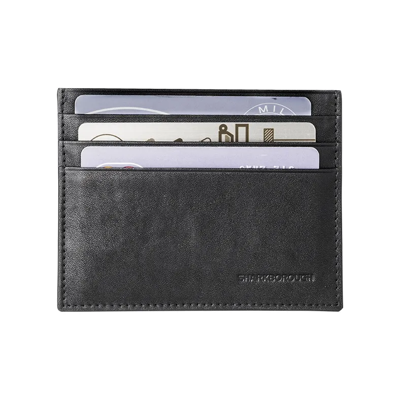 Sharkborough Cow Leather Card Holder Trumpets Men's Black-5
