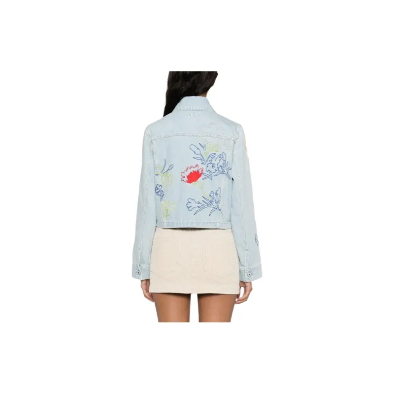KENZO Floral Logo Embroidered Denim Jacket-3
