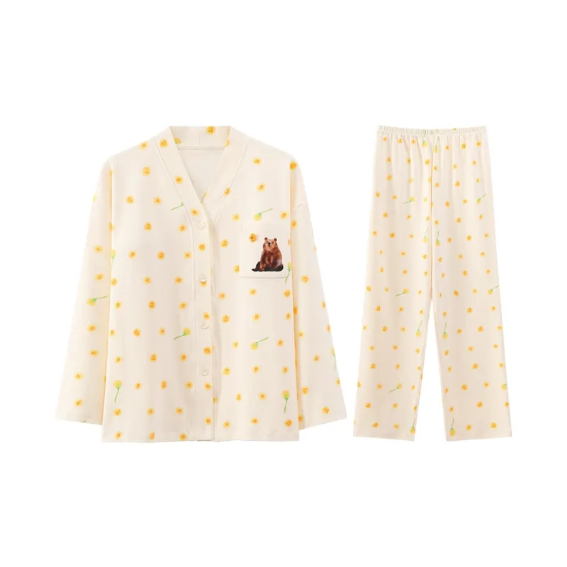 Lan Miao Pajama Set Women's Apricot-2