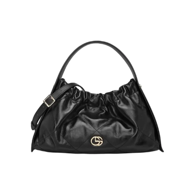 GOLDLION Cow Leather Shoulder Bag Crossbody Bag Handbag Small Size Women's Black-0
