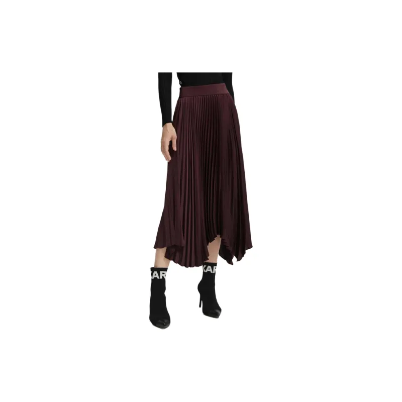 KARL LAGERFELD FW21 Casual Long Skirt Women's Burgundy-2