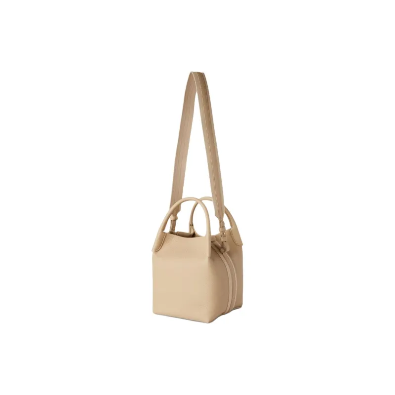 Loro Piana Grained Calfskin Bucket Bag Handbag Small Size Women's Brown-1