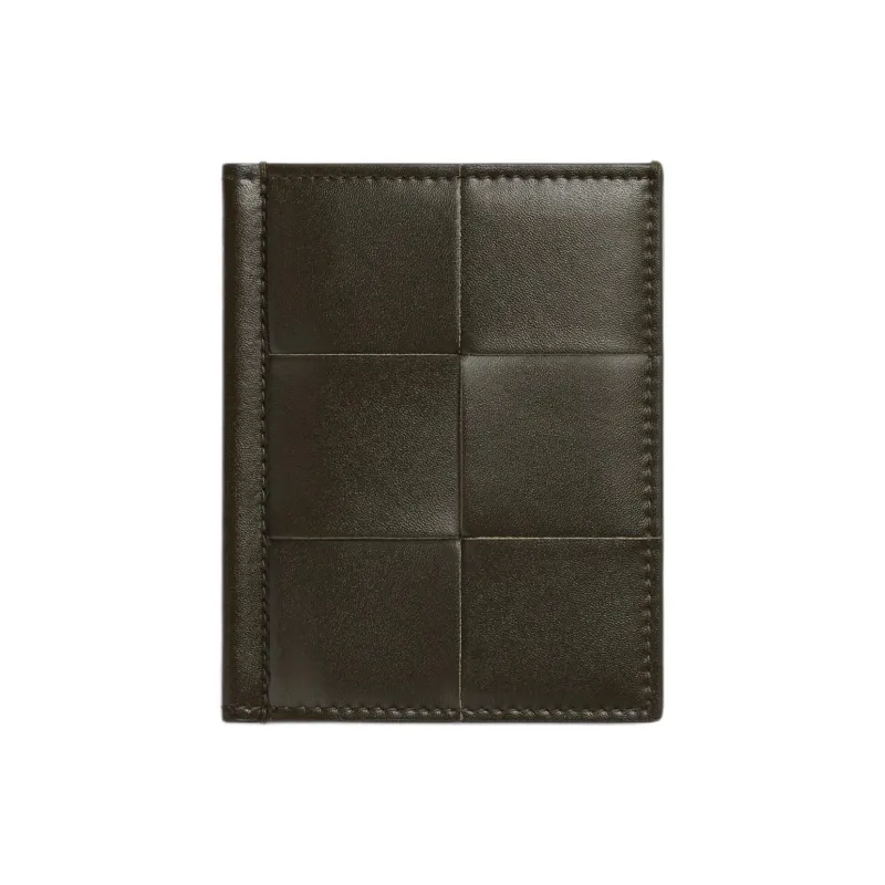 Bottega Veneta Calfskin Card Holder Men's Khaki & Light Cream-0