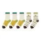 3 White Yellow+2 Coffee Green Stripes