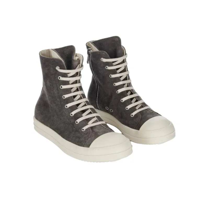 Rick Owens DRKSHDW High Top Skateboard Shoes Men's Gray Black-2