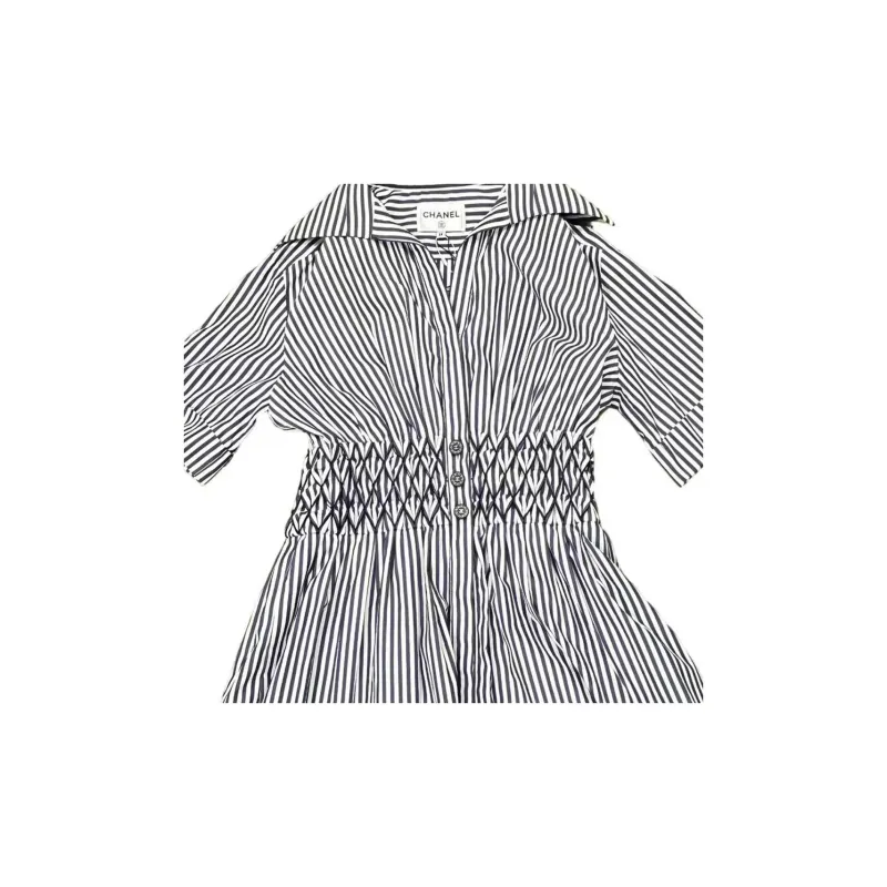 CHANEL Short-Sleeved Dresses Women's Blue-2