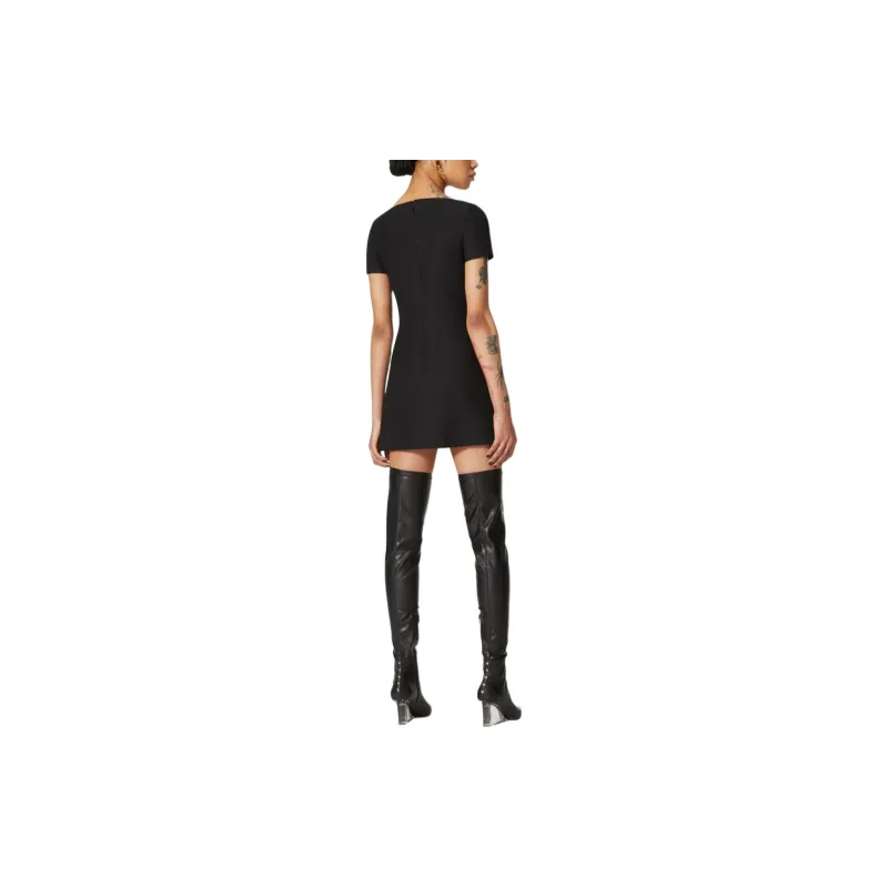 Valentino Crepe Couture Short Dress Short Sleeved Dresses Women's Black-3