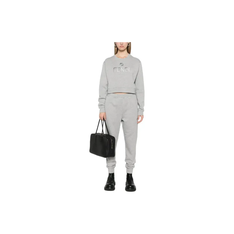 FENDI Logo Embroidered Crewneck Sweatshirt-1
