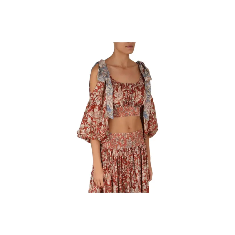 Zimmermann Chintz Billow Sleeved Cropped Top-3