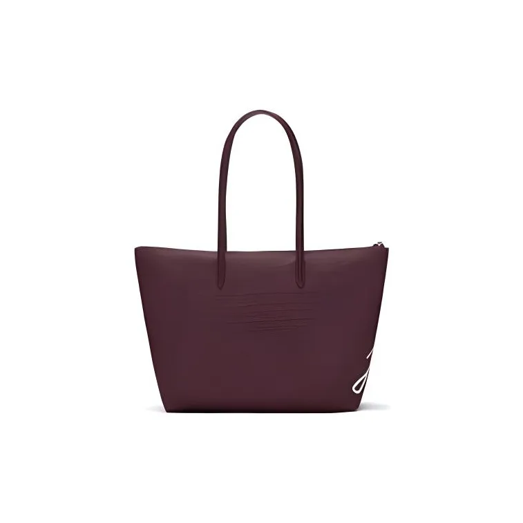 LACOSTE PVC Tote Bag Shopping Bag Handbag Shoulder Bag Large Size Women's Maroon-2