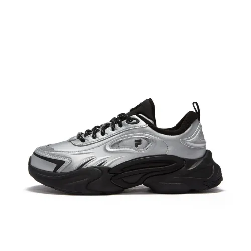 FILA FUSION Anti Slip Wear Resistant Low Top Casual Shoes Women's Silver Black