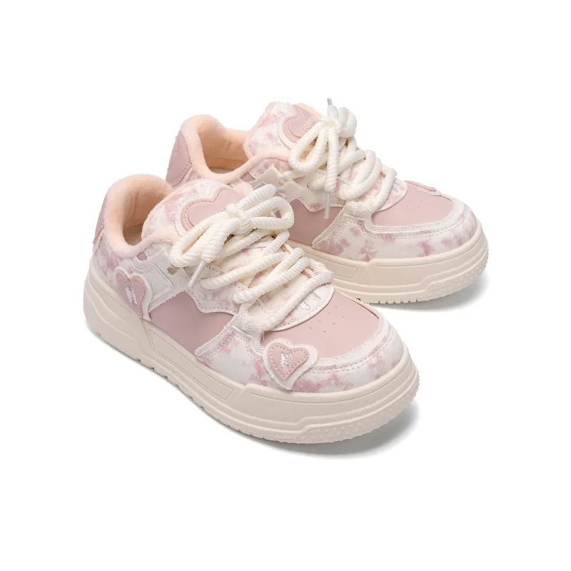HUANQIU Thermal Breathable Coverage Low Top Skateboard Shoes Women's Cherry Blossom Pink-26